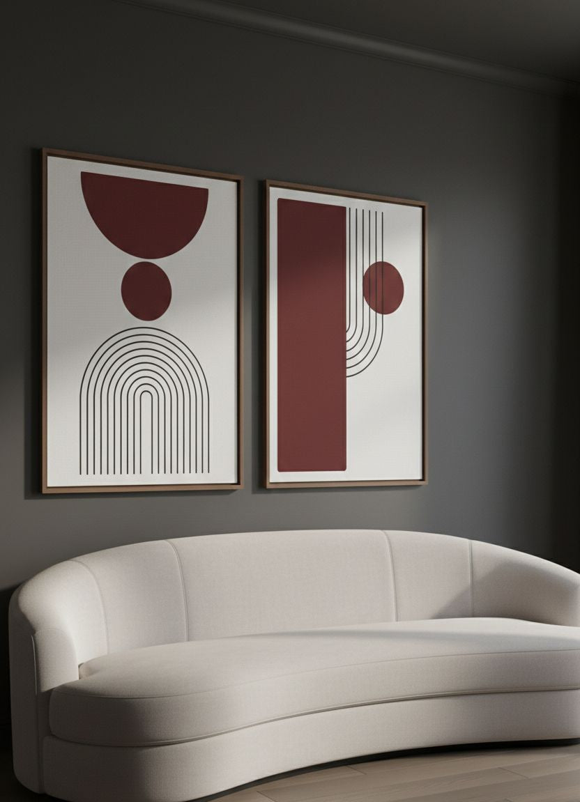 Abstract Arches & Lines Framed Canvas