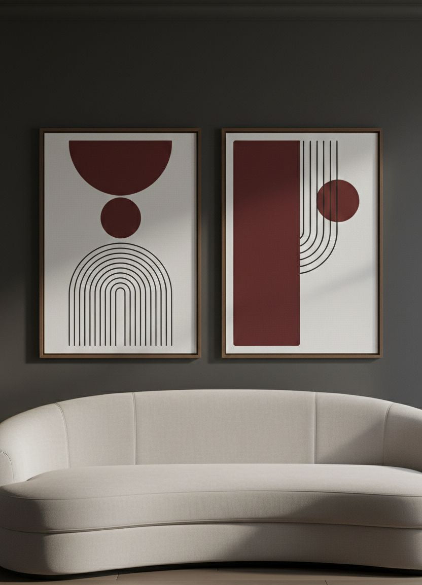 Abstract Arches & Lines Framed Canvas