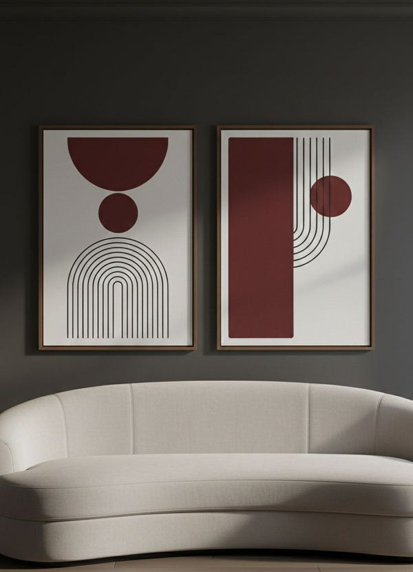 Abstract Arches & Lines Framed Canvas