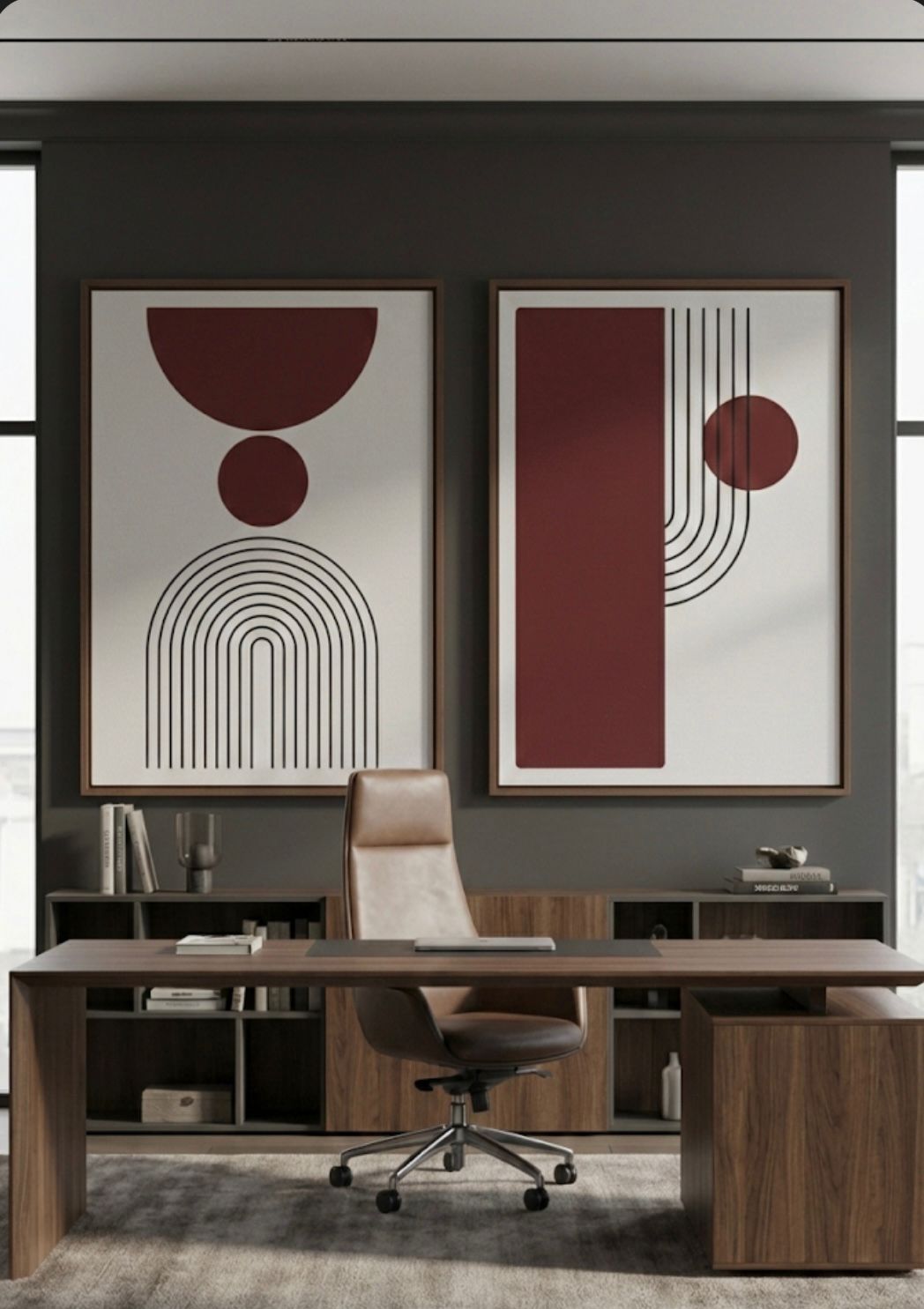 Abstract Arches & Lines Framed Canvas